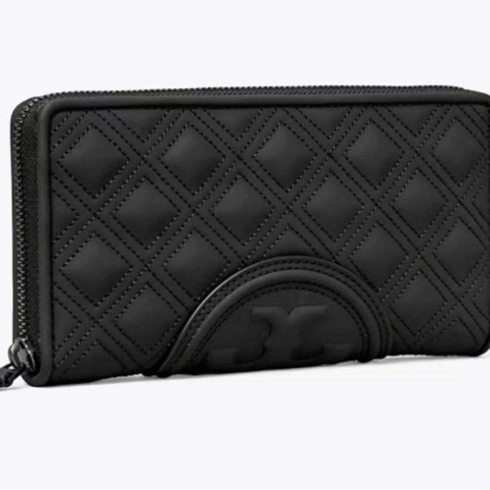 Tory Burch Quilted Zip-Around Wallet in Black